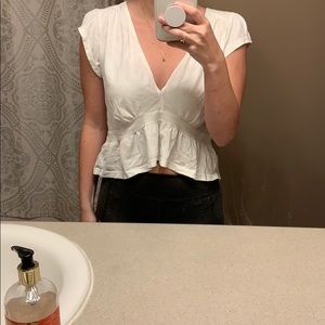 White cropped free people top